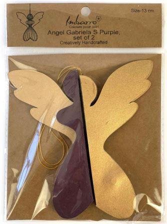 Kerstengeltjes paarse gouden honeycombs 3D Imbarro Angel Gabriela S purple set 1