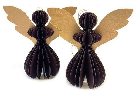 Kerstengeltjes paarse gouden honeycombs 3D Imbarro Angel Gabriela S purple set