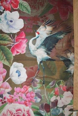 Keuken theedoek botanische bloemen kraanvogel schilderij Imbarro Mr Carson Brown romantische