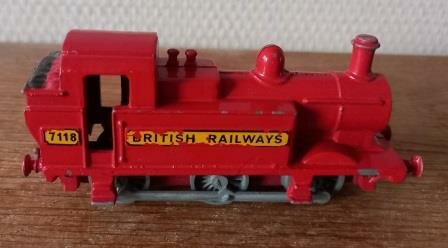 Oude vintage brocante speelgoed treintje locomotief British Railways 7118 toy train