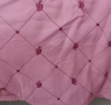 Oud vintage brocante roze bedjasje gewatteerde doorgestikte flanellen Jansen Tilanus 46 pink jacket 5