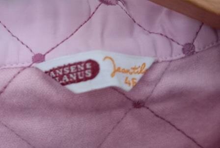 Oud vintage brocante roze bedjasje gewatteerde doorgestikte flanellen Jansen Tilanus 46 pink jacket 4