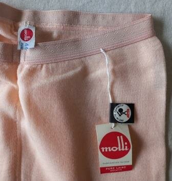 Oude vintage brocante oudroze lange wollen onderbroek directoire Molli maat 44 long wool underpants pink 1