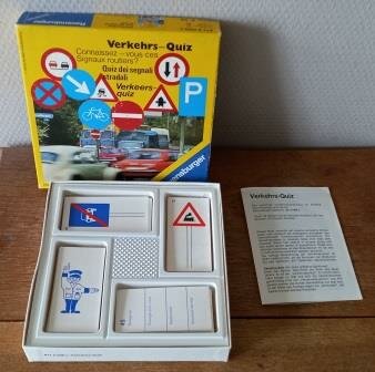 Oude vintage brocante spel Verkeersquiz verkeersborden game traffic signs quiz 1975 Ravensburger
