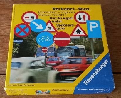 Oude vintage brocante spel Verkeersquiz verkeersborden game traffic signs quiz 1975 Ravensburger 1