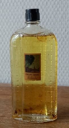 Oude vintage brocante glazen parfumflesje l'heure exquise Valdelis brillantine perfume bottle 2