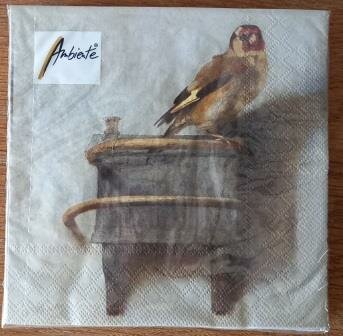 Pakje papieren servetten The Goldfinch Het puttertje vogel schilderij painting bird paper napkins 33x33 cm hobbymateriaal decou