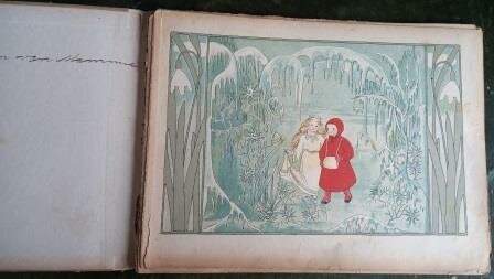 Antiek oud vintage brocante prentenboek Marietje in Sneeuwland 1909 kerstmis 1