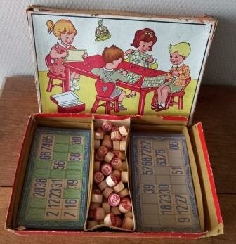 Oud vintage brocante spelletje Bingo Lotto Kienen compleet verzamelaars fifties games