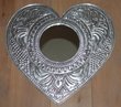 Brocante mirror large heart of embossed metal