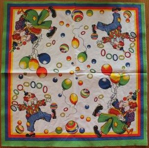 Papieren servetten clown met ballonnen, 4 st decoupage