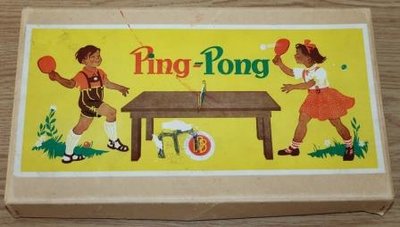 Vintage brocante Ping-Pong spel BBB op tafel oud Ald & Nij Brocante Webwinkel Nieuw Brocante)